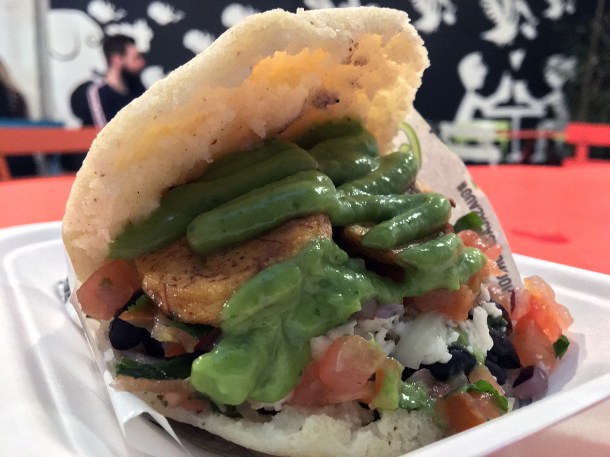 illustrative photo of the Dominos plantain arepas from Guasacaca at Mercato Metropolitano