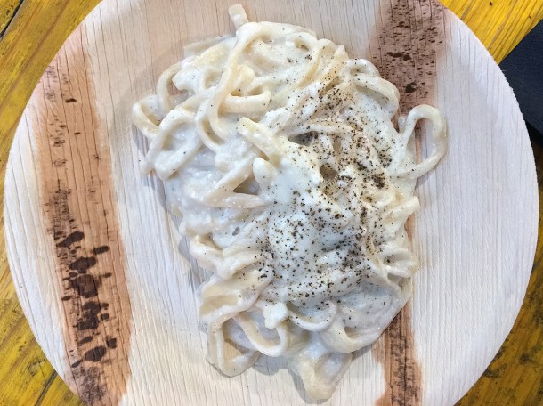 illustrative photo of the pici cacio e pepe from La Trattoria del Mercato at Mercato Metropolitano
