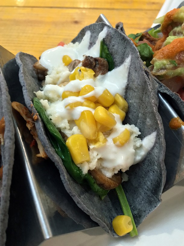 illustrative photo of the vegetable tacos from Hermanos at Mercato Metropolitano