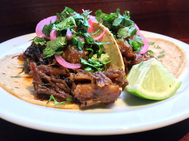 illustrative photo of the beef short rib tacos from Pastorcito at Arcade Food Theatre Centre Point