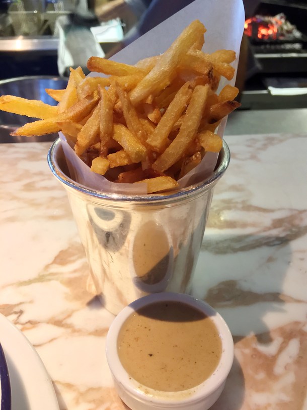 illustrative photo of the fries and cep peppercorn cream from Flat Iron Workshop at Arcade Food Theatre Centre Point