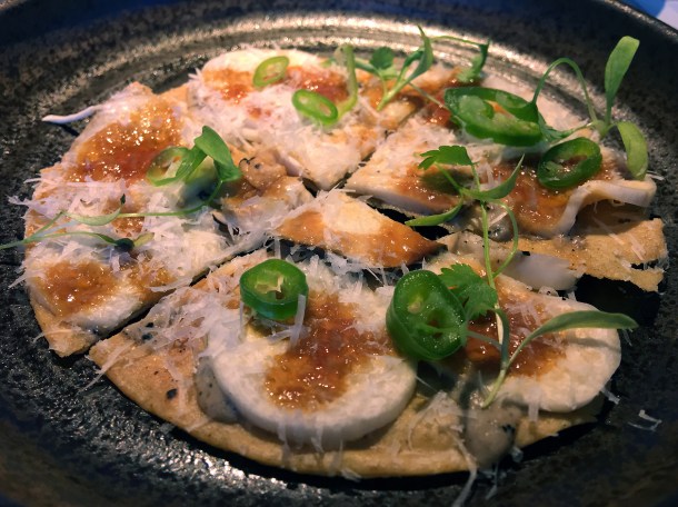 illustrative photo of the mushroom tostadita from Chotto at Arcade Food Theatre Centre Point