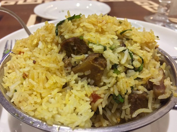 illustrative photo of the mutton biryiani at Maya DD's