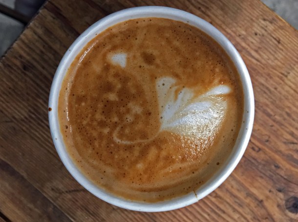 illustrative photo of a cafe con leche from the Colombian Coffee Company at Flat Iron Square