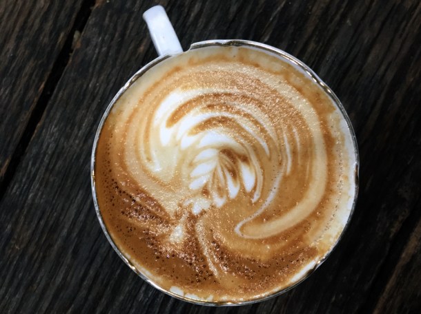 illustrative photo of a cafe con leche from the Colombian Coffee espresso bar at Flat Iron Square