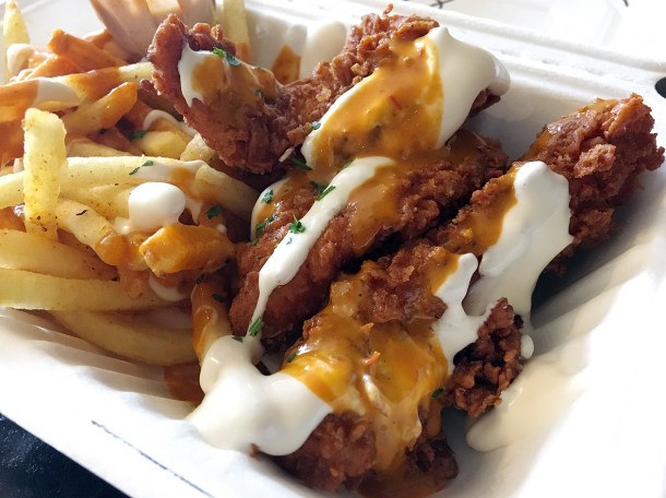 illustrative photo of the extra hot fried chicken from Mother Clucker at Flat Iron Square