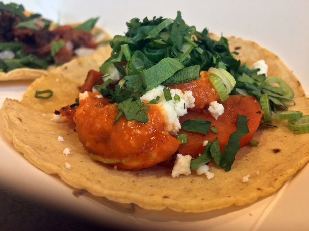 illustrative photo of the sweet potato tacos from Breddos at Flat Iron Square
