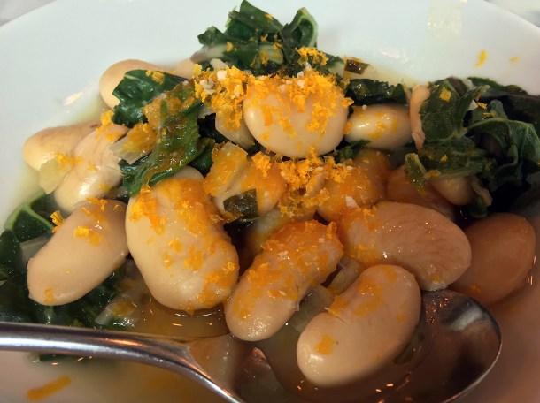 butter beans with cured egg yolk and kale at bar douro