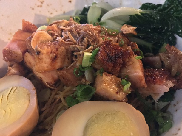 illustrative photo of the crispy roast pork noodles at Baozi Inn London Bridge
