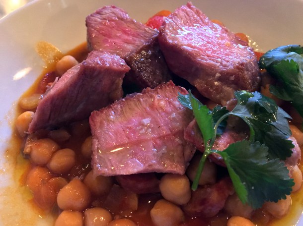 illustrative photo of the iberico pork with chorizo and chickpeas at Bar Douro