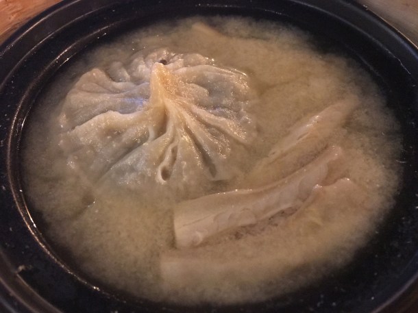 illustrative photo of the mushroom big dumpling in soup at Baozi Inn London Bridge