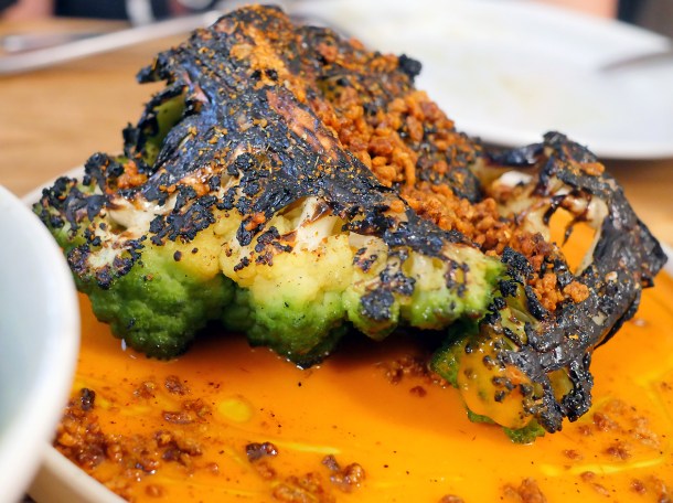 illustrative photo of the cauliflower with smoked tomato ras el hanout freekeh at Bubala