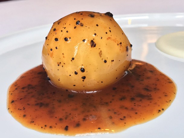 illustrative photo of the celeriac braised in pig's bladder at Claridge's Davies and Brook