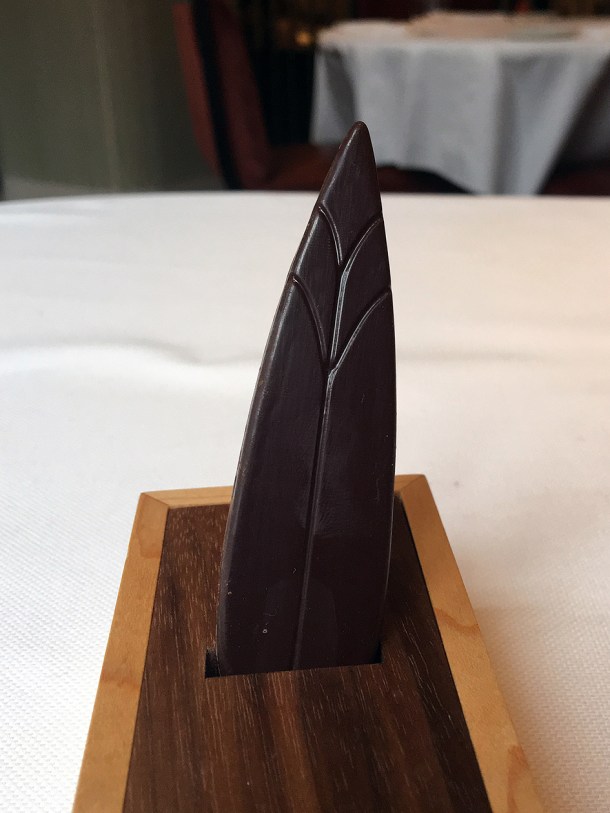 illustrative photo of the chocolate leaf petit four at Claridge's Davies and Brook