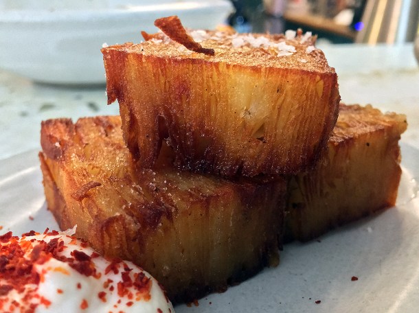illustrative photo of the confit potato latkes at Bubala Spitalfields