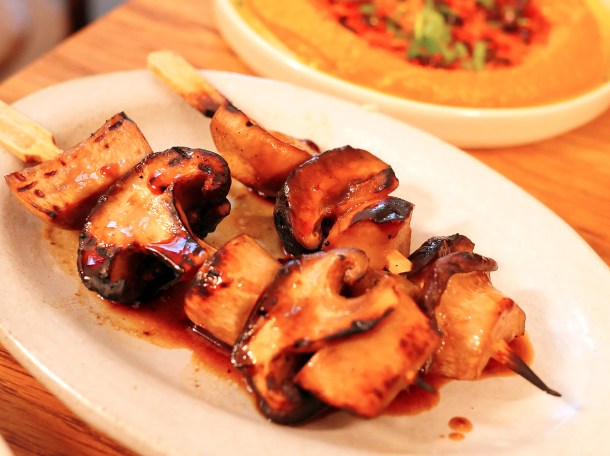 illustrative photo of the shiitake and oyster mushroom skewers at Bubala