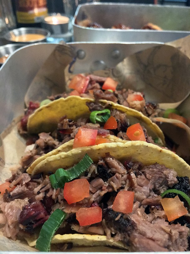 illustrative photo of the brisket tacos at Prairie Fire