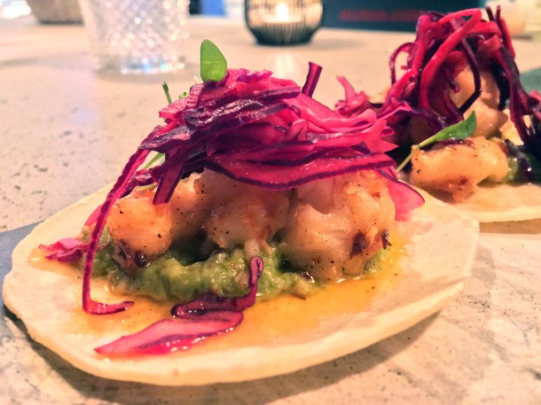 illustrative photo of the prawn tacos at Madera Treehouse