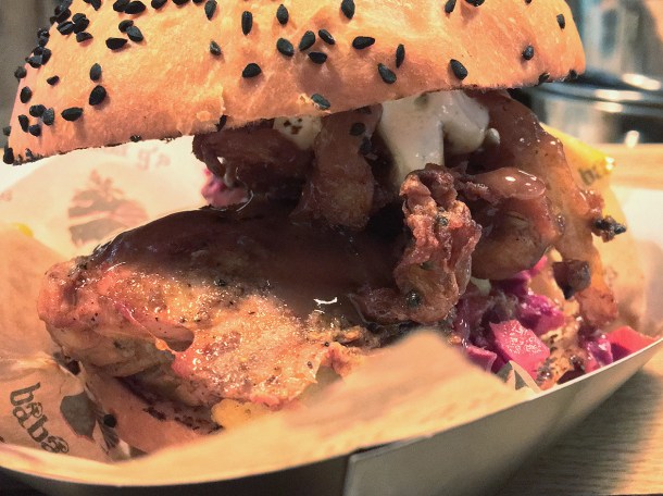 illustrative photo of the chicken burger from Baba G's at Vinegar Yard