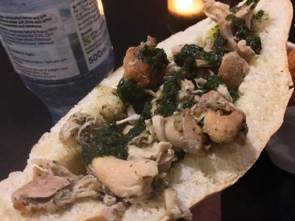 illustrative photo of the chicken pesto sandwich from Sugo at Vinegar Yard