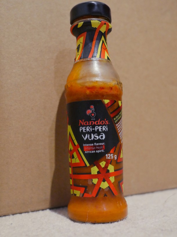 illustrative photo of the bottled Vusa sauce from Nando's Woolwich