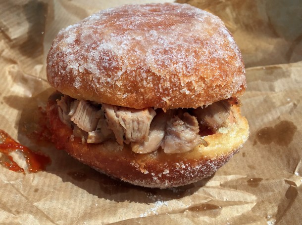 illustrative photo of the pork doughnut from From The Ashes BBQ