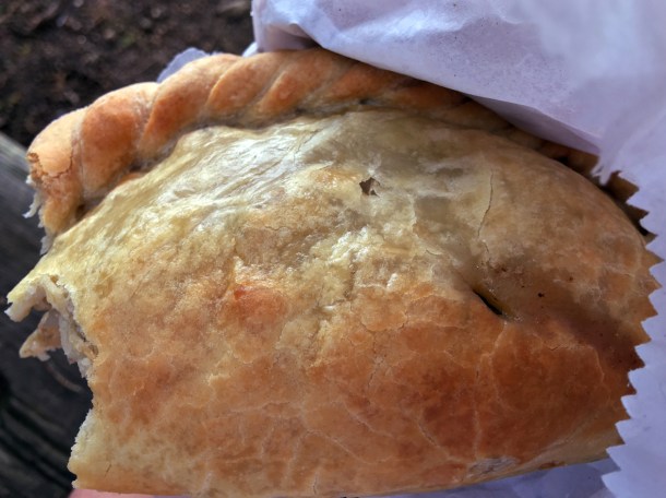 illustrative photo of a Cornish pasty from the Porthcurno Beach Cafe