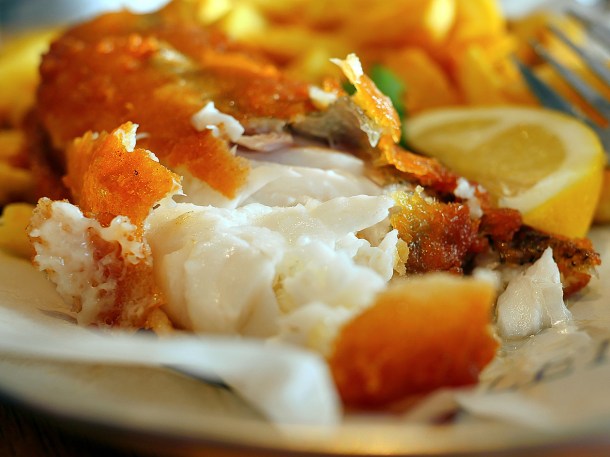 illustrative photo of the hake and chips at Rick Stein Fistral