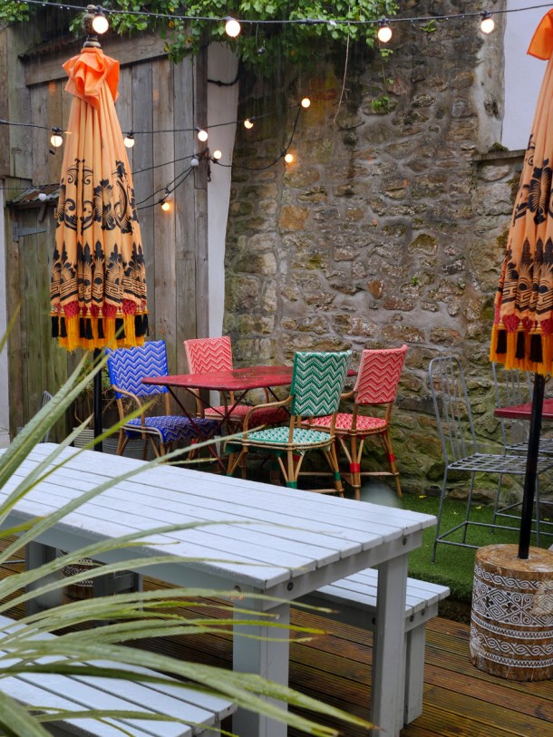 illustrative image of part of the outdoor dining area at Artists Residence Penzance