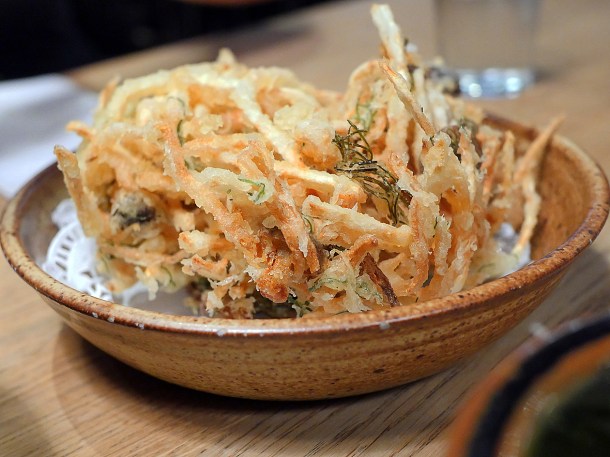 illustrative photo of the vegetable tempura side dish at Koya City