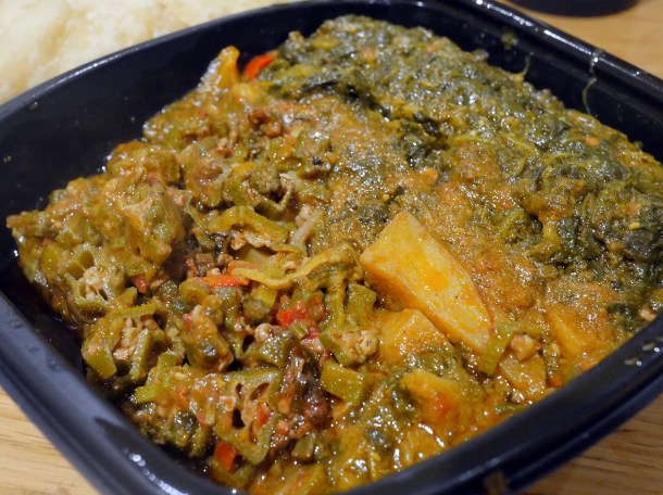 illustrative photo of the okra, spinach and potato curry from Kaieteur Kitchen