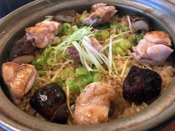 illustrative image of the chicken and mushroom donabe at Junsei