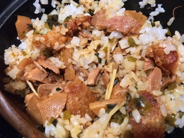 illustrative image of the crispy chicken thigh donabe at Humble Chicken