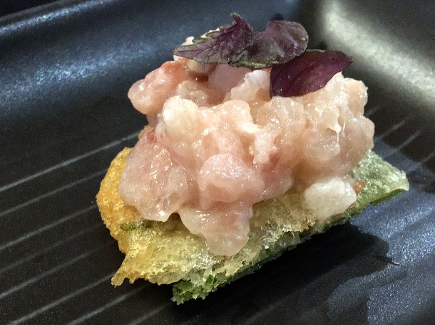 illustrative image of the red mullet on a cracker at Junsei