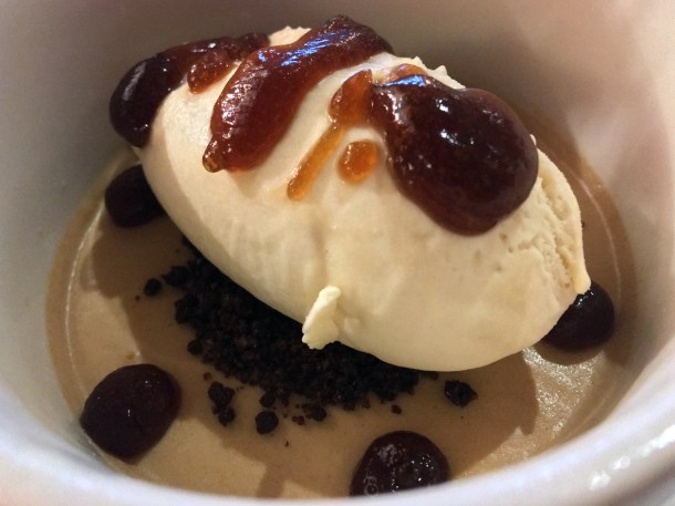 illustrative photo of the coffee panna cotta with coffee ice cream at the Felin Fach Griffin