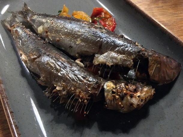 illustrative photo of the grilled sardines at The Vine Tree Llangattock