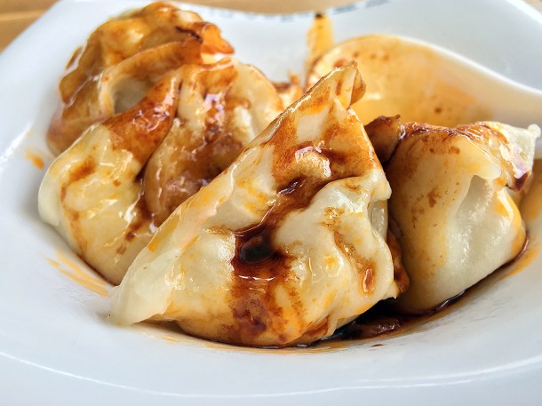 illustrative photo of the Chengdu spicy vegetable dumplings at Tofu Vegan
