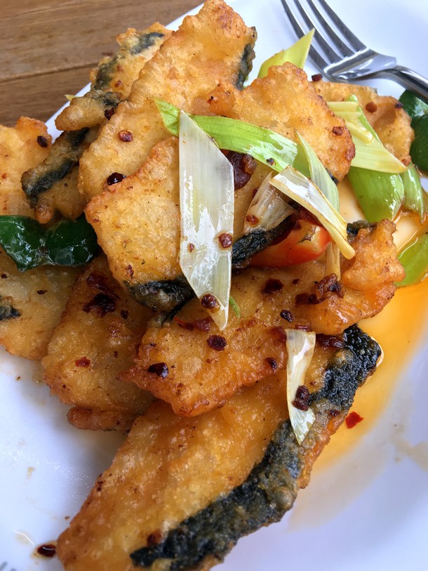 illustrative photo of the twice-cooked vegetarian fish at Tofu Vegan