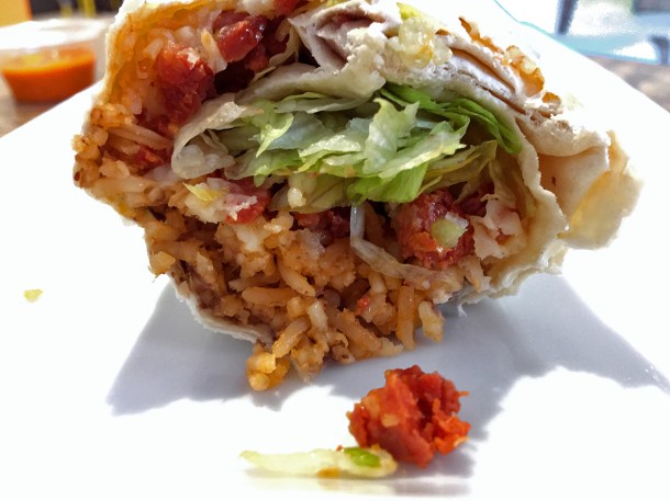 illustrative photo of the chorizo burrito at La Chingada Southwark