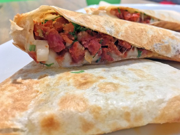 illustrative photo of the chorizo quesadilla at La Chingada Surrey Quays