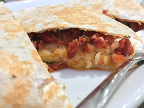 illustrative photo of the chourico quesadilla at La Chingada