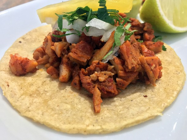 illustrative photo of the pastor pork tacos at La Chingada