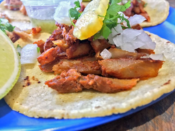illustrative photo of the pastor tacos at La Chingada