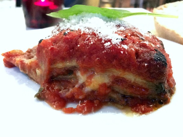illustrative photo of the aubergine parmigiana from Theo's