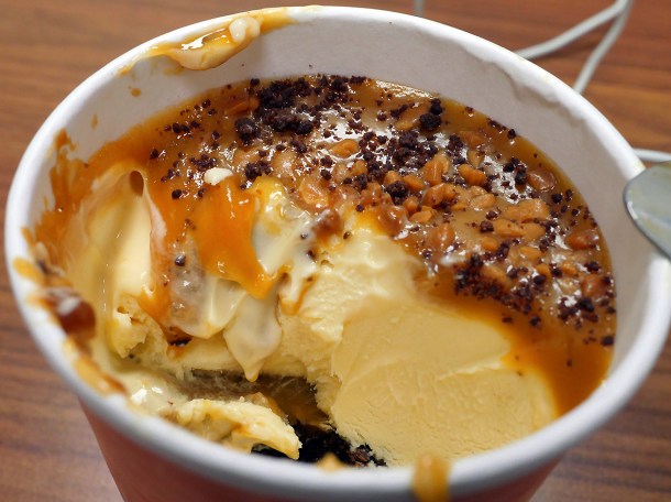 illustrative photo of the butterscotch and caramel freezer cheesecake from Greenwood