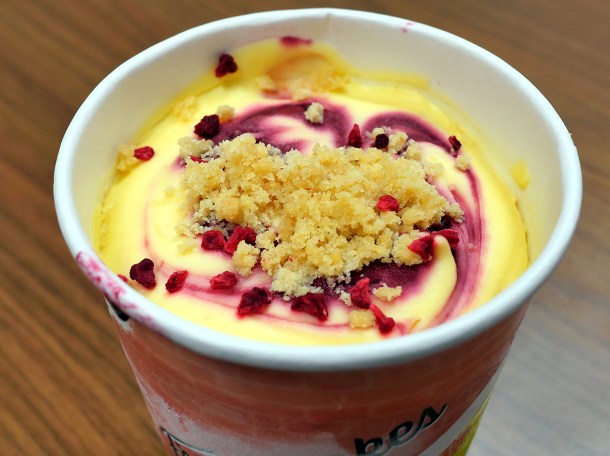 illustrative photo of the lemon and raspberry freezer cheesecake from Greenwood