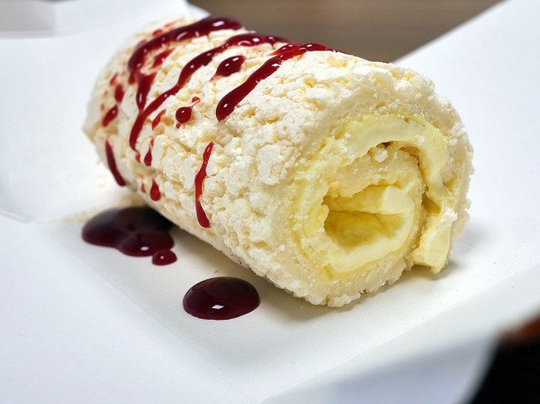 illustrative photo of the lemon curd and white chocolate roulade from Pizza Express London Bridge