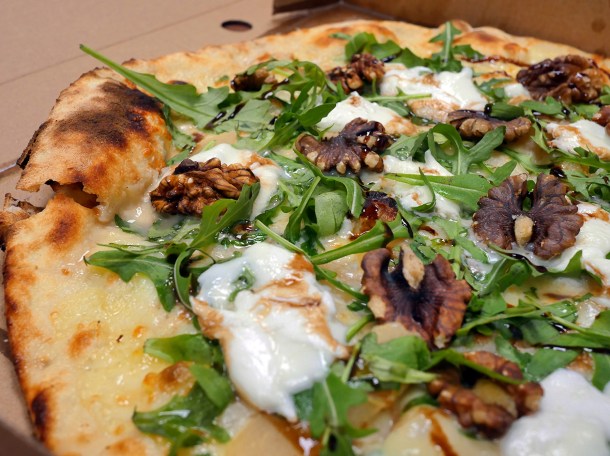 illustrative photo of the pear and gorgonzola pizza from Pizza Room Vauxhall