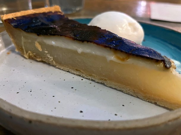 illustrative photo of the cassava tart with coconut sorbet at Sarap Bistro Mayfair