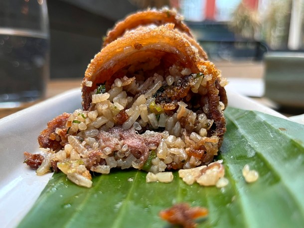 illustrative photo of the pork trotter stuffed with rice at Sarap Bistro Mayfair
